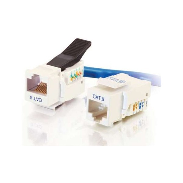 C2G Cat6 RJ45 UTP Toolless Keystone Jack, Blanco, RJ45, Oro, 12 g