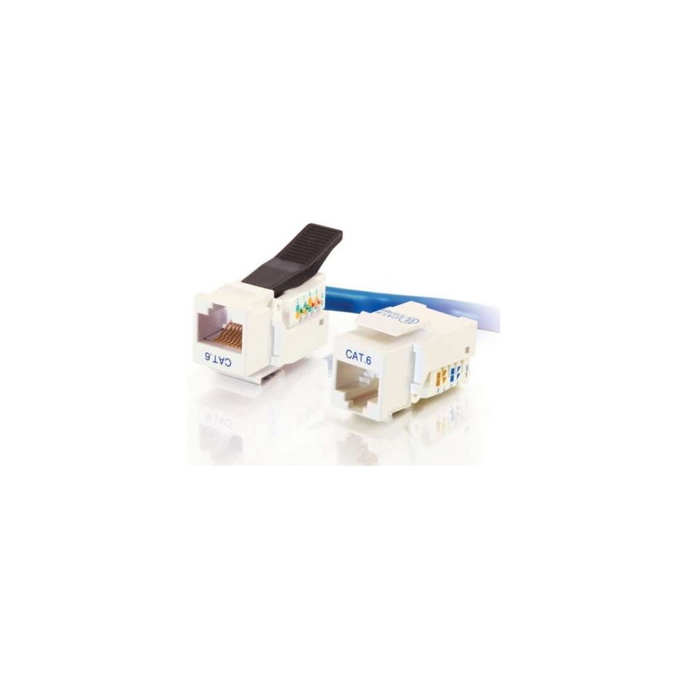 C2G Cat6 RJ45 UTP Toolless Keystone Jack, Blanco, RJ45, Oro, 12 g