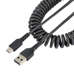 3ft USB A to C Charging Cable Coiled M/M