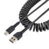 3ft USB A to C Charging Cable Coiled M/M