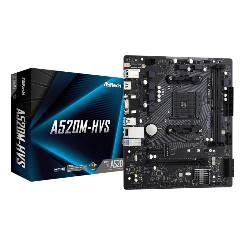 Placa Asrock A520M-HVS,AMD,AM4,A520,2DDR4,64,VGA+HDMI,4SATA3 | APLIUM