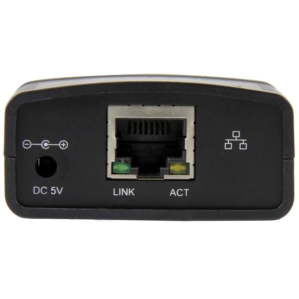 StarTech.com Servidor de Impresión en Red Ethernet 10/100 Mbps a USB 2.0 con LPR, Negro, Actividad, Enlace, Poder, LAN Ethernet,