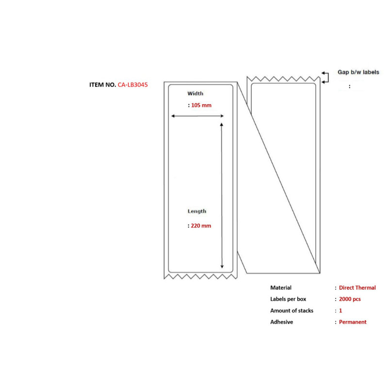 Label 105x220, Core Fanfold