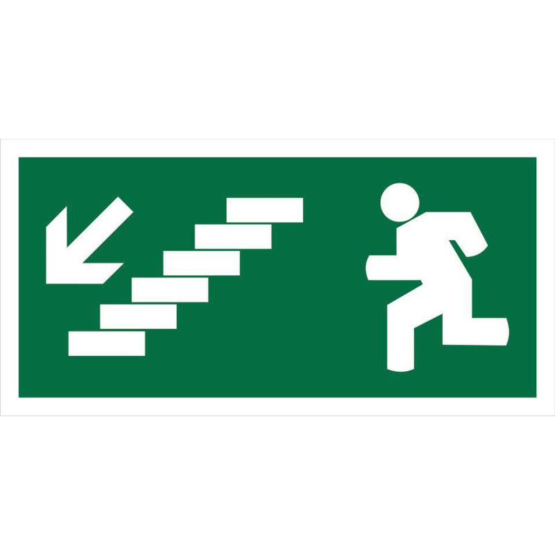 200x100 DOWN LEFT STAIR SIGN