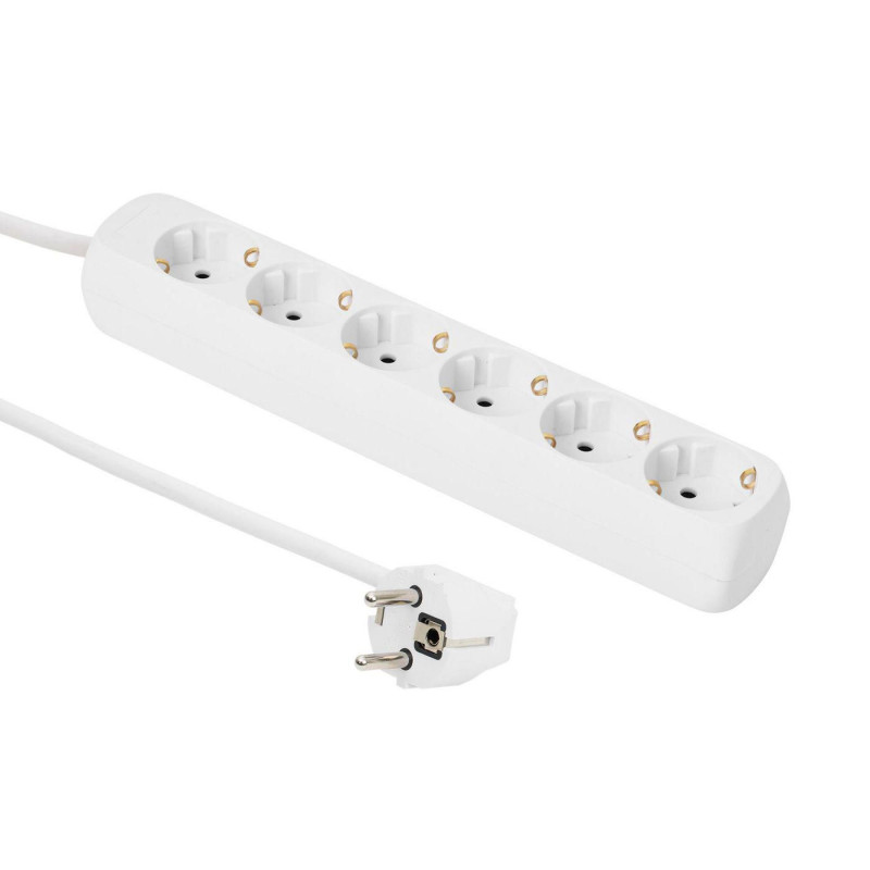 6-way Schuko Socket 5M White