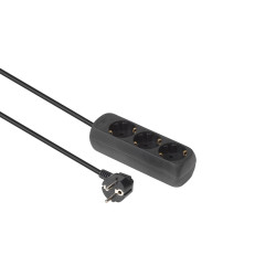3-way Schuko Socket 1.5M Black
