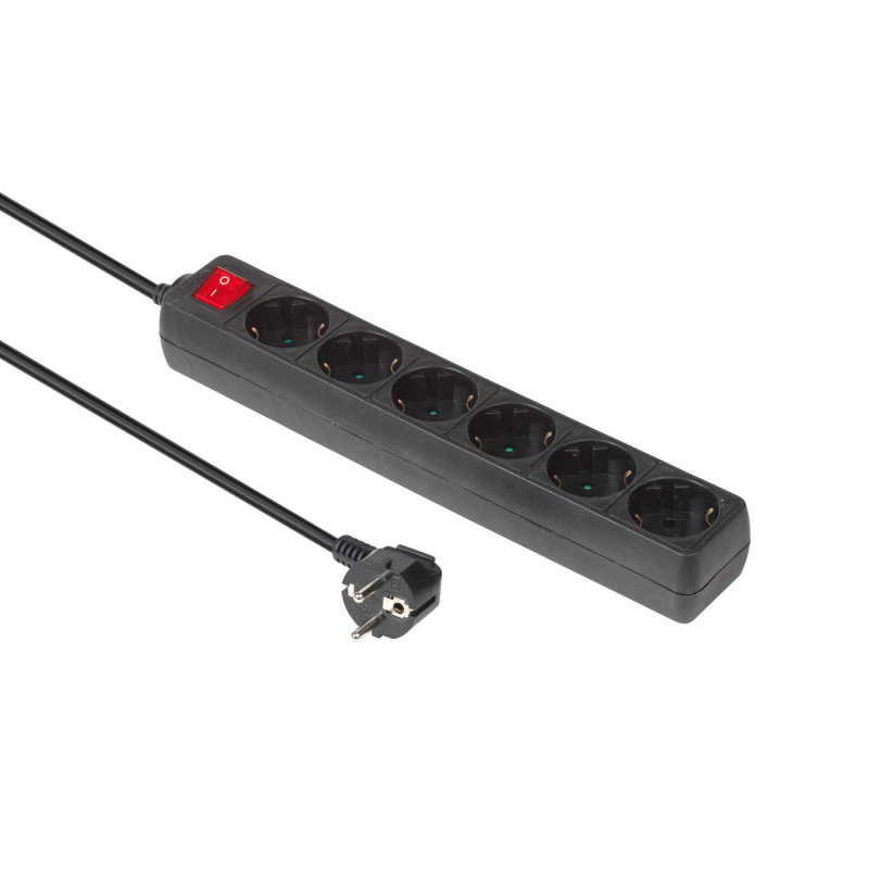 6-way Schuko Socket 1.8M Black