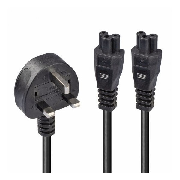 2.5M Uk 3 Pin Plug To Iec 2 X