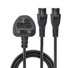 2.5M Uk 3 Pin Plug To Iec 2 X