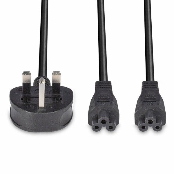 2.5M Uk 3 Pin Plug To Iec 2 X