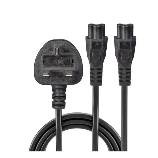 2.5M Uk 3 Pin Plug To Iec 2 X
