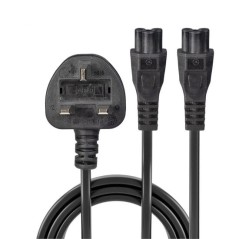 2.5M Uk 3 Pin Plug To Iec 2 X