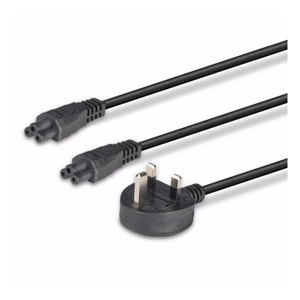 2.5M Uk 3 Pin Plug To Iec 2 X
