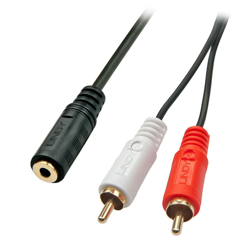 Lindy 35677 cable de audio 0,25 m 2 x RCA 3,5mm Negro, Rojo, | APLIUM