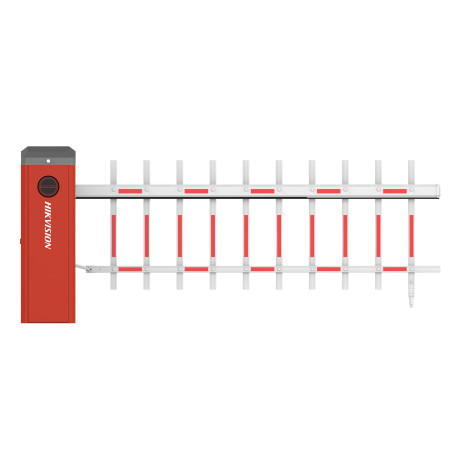 Barrier gates with fence boom