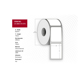 Label 102 x 76mm, Core 40mm,