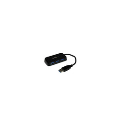 Portable 4 Port Mini USB 3.0 Hub - Black