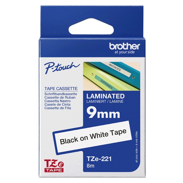 P-Touch Black on White 9mm