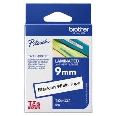 P-Touch Black on White 9mm