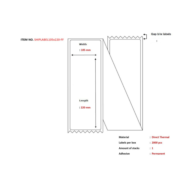 Ship-label 105 x 220mm, | APLIUM