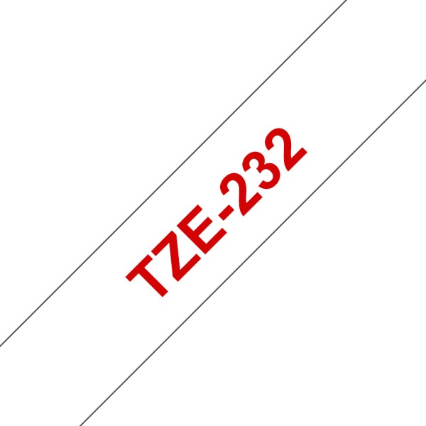 TZE232 12MM RED ON WHITE TAPE