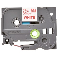 TZE232 12MM RED ON WHITE TAPE