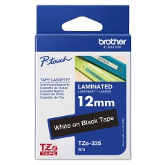 TZE335 12MM WHITE ON BLACK