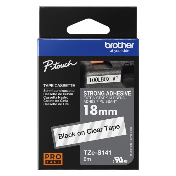 Tape Black on Clear 18mm