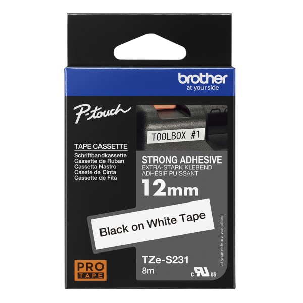 TZES231 12MM BLACK ON WHITE