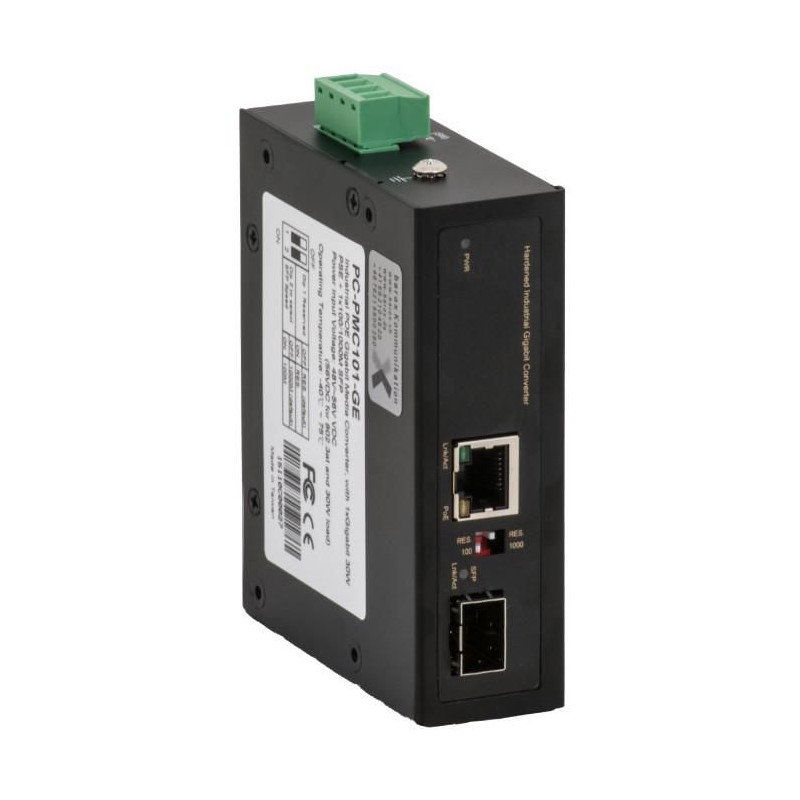 Media converter for DIN rail,