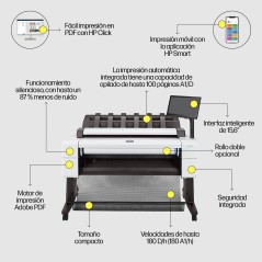 HP Designjet Impresora multifunción PostScript T2600 36 pulgadas, Inyección de tinta térmica, 2400 x 1200 DPI, HP-GL/2, HP-RTL, 