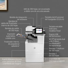 HP Color LaserJet Enterprise Flow Impresora multifunción M776zs, Impresora, copiadora, escáner y fax, Impresión a doble cara; Es