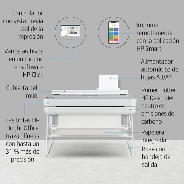 HP Designjet Impresora Studio Steel de 36 pulgadas, Inyección de tinta térmica, 2400 x 1200 DPI, CALS G4, HP-GL/2, HP-RTL, JPEG,