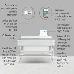 HP Designjet Impresora Studio Steel de 36 pulgadas, Inyección de tinta térmica, 2400 x 1200 DPI, CALS G4, HP-GL/2, HP-RTL, JPEG,