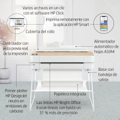 HP Designjet Impresora Studio Steel de 36 pulgadas, Inyección de tinta térmica, 2400 x 1200 DPI, CALS G4, HP-GL/2, HP-RTL, JPEG,