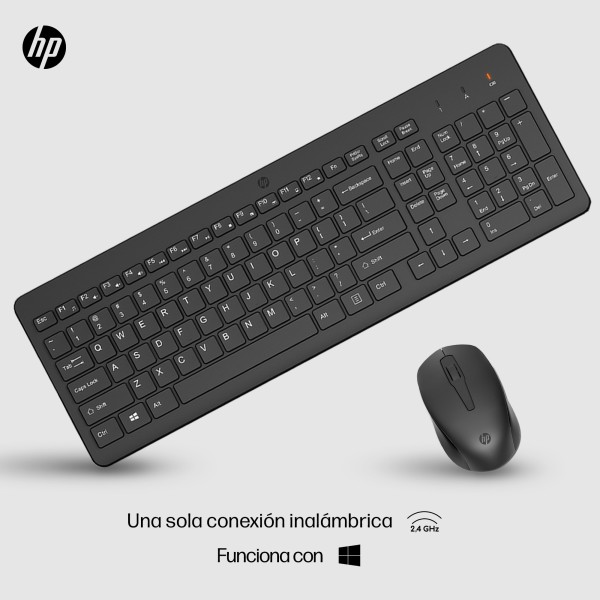 HP Combinación de teclado y ratón inalámbricos 330, Completo (100%), Inalámbrico, RF inalámbrico, Negro, Ratón incluido