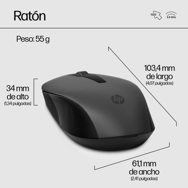 HP Combinación de teclado y ratón inalámbricos 330, Completo (100%), Inalámbrico, RF inalámbrico, Negro, Ratón incluido