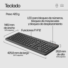 HP Combinación de teclado y ratón inalámbricos 330, Completo (100%), Inalámbrico, RF inalámbrico, Negro, Ratón incluido
