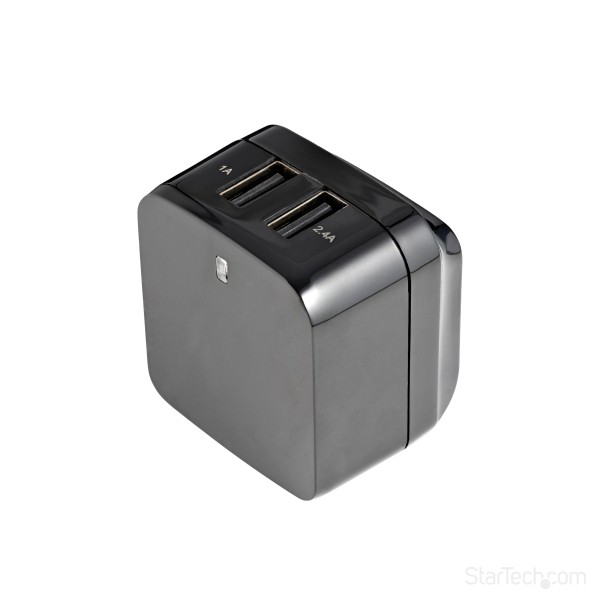 StarTech.com Cargador de Pared USB de 2 Puertos para Tablets Smartphones - Cargador de Alta Potencia para Viajes, Interior, Corr