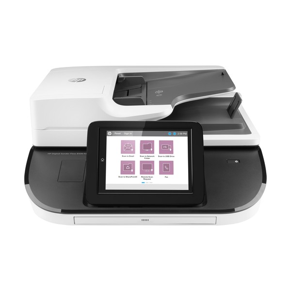 HP Flow 8500 fn2, Escáner de superficie plana y alimentador automático de documentos (ADF), CSV, HTML, JPG, OCR, PDF, RTF, TIFF,