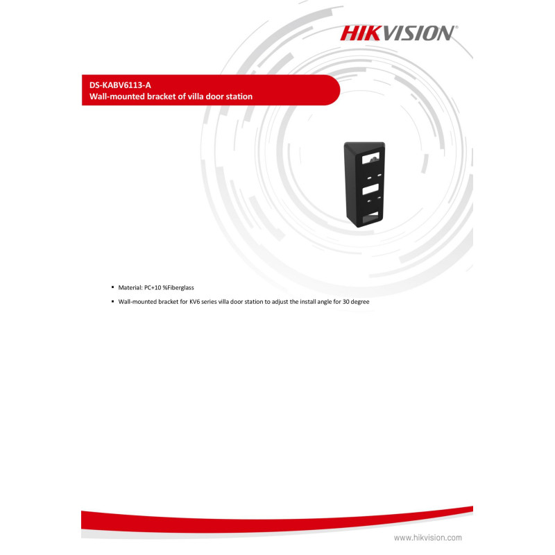 Hikvision DS-KABV6113-A Soporte de pared para estación de pu | APLIUM