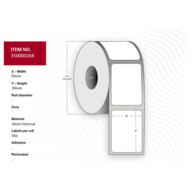 Label 70x30 - Core 25. White.
