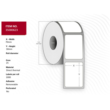 Label 70x30 - Core 25. White.
