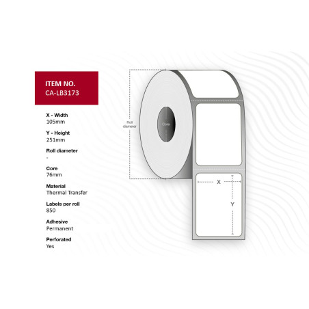 Label 105 x 251mm, Core 76mm,