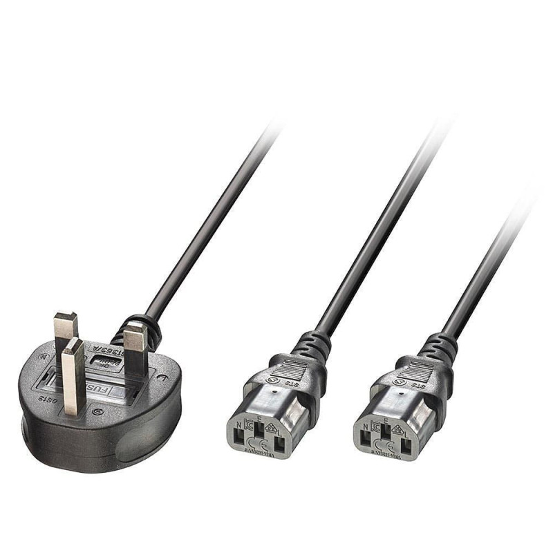 2.5M Uk 3 Pin Plug To 2X C13