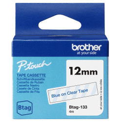 BTAG133 12MM BLUE ON CLEAR TAPE