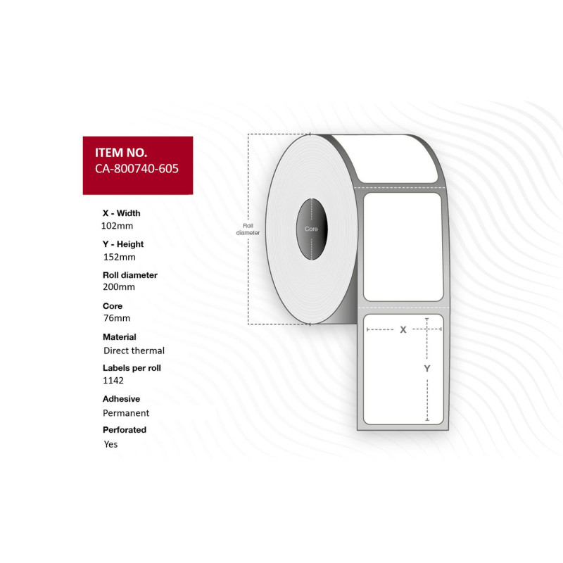 Label 102 x 152mm, Core 76mm,