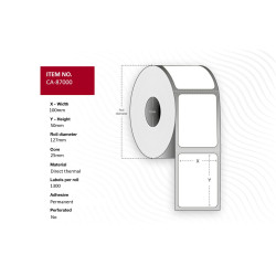 Label 100 x 50mm Core 25mm,
