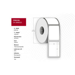 Label 102 x 152mm, Core 25mm,