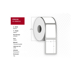 Label 102 x 38mm, Core 25mm, | APLIUM